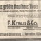 Ankündigung der „Übernahme“ des Warenhauses Bauer&Schwarz durch den Münchner Kaufmann Ferdinand Kraus (Bildquelle: Deutsche Volkszeitung, 29.10.1938)